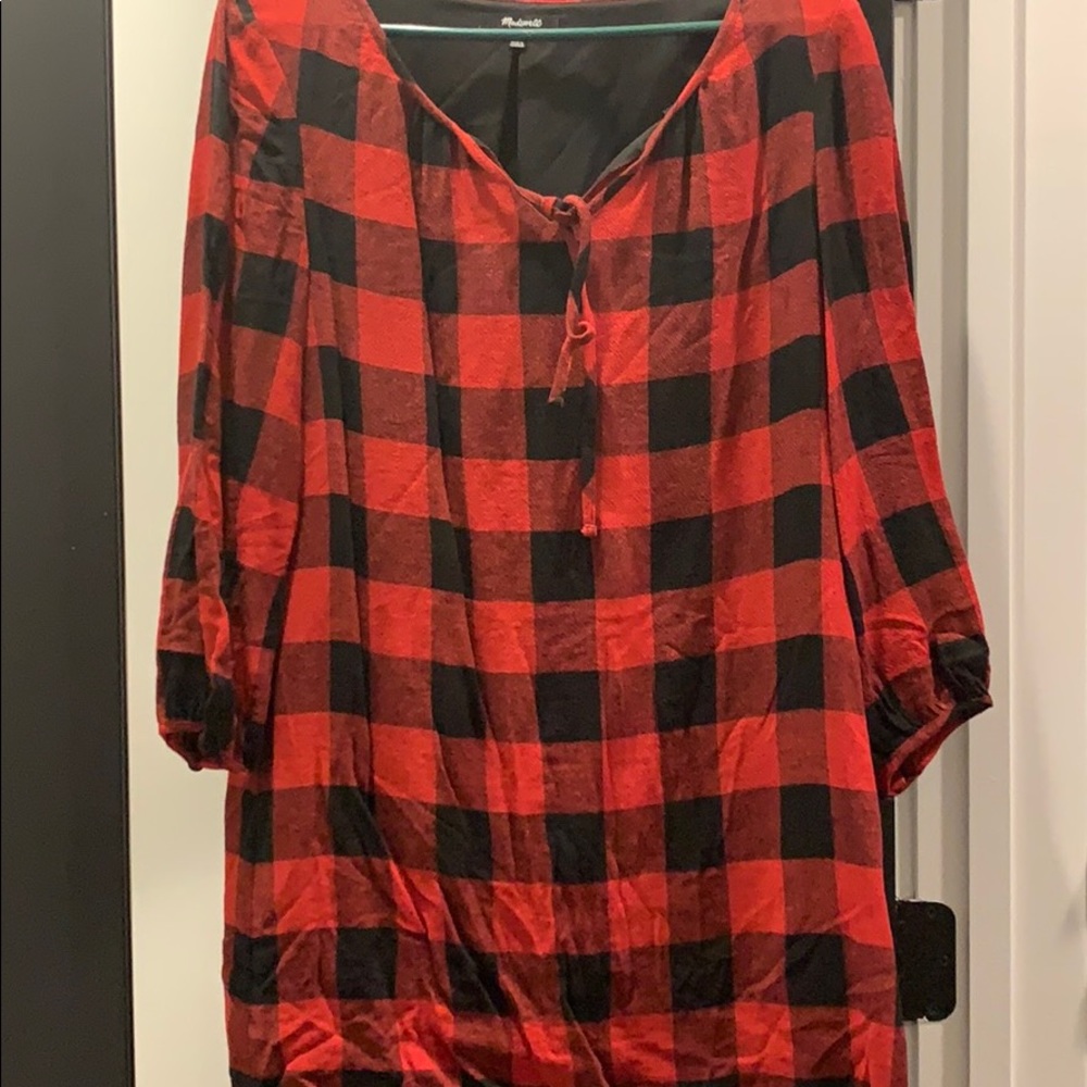 Madewell Red and Black buffalo checkered dress